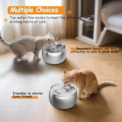 Cat Water Stainless Steel -2.5L/84oz Gooseneck Kitty Cat for Drinking Fountain