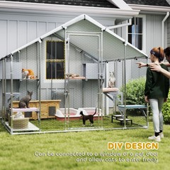 PawHut 94.5″ Extra Large Catio, Outdoor Cat Enclosure with Waterproof Cover