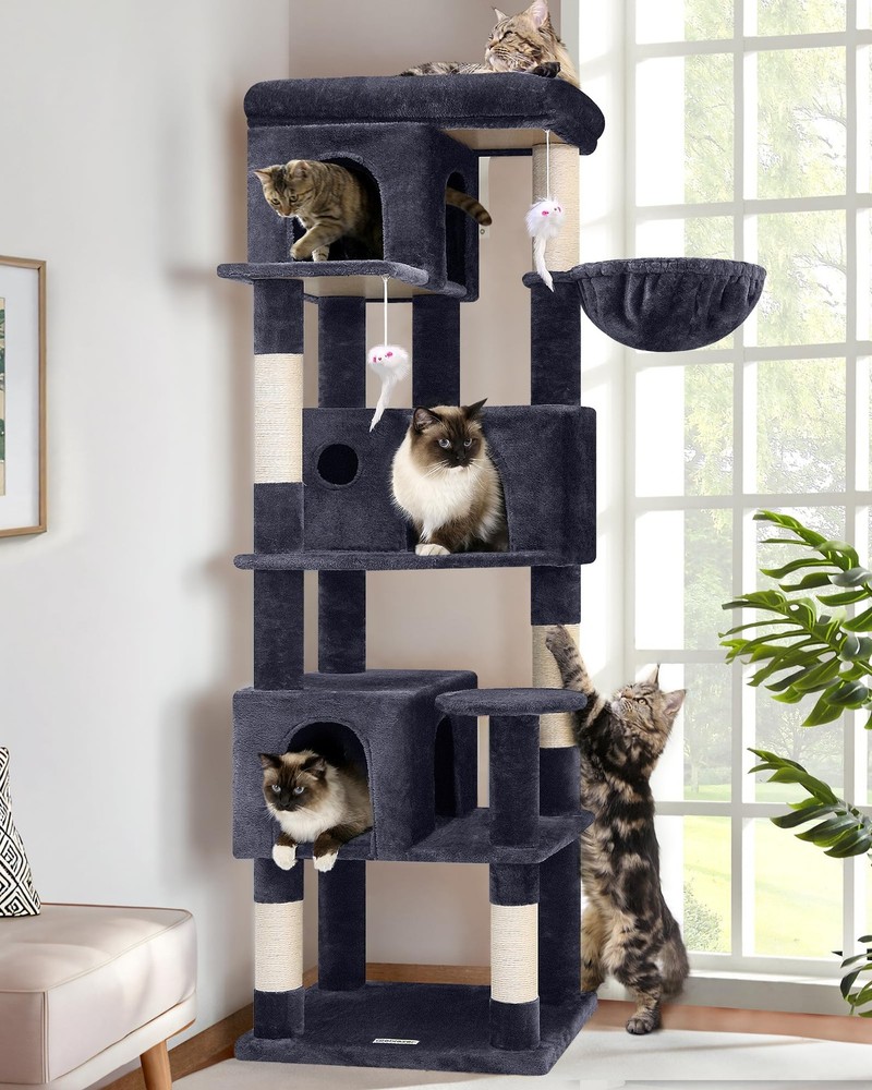 Corner Cat Tree 66 inch Multi-Level Climbing Tower Kitty Condos Cat Scratchin…