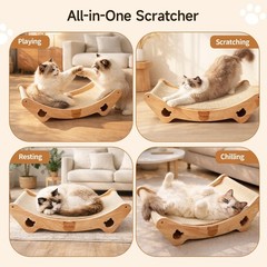Upgraded Sisal Cat Scratcher Bed, Solid Oak natural color