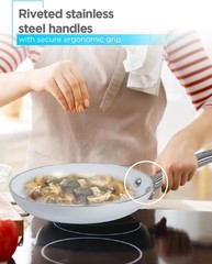 BLACK+DECKER 9-Piece Ceramic White Aluminum Cookware Set, Pots and Pans Set with