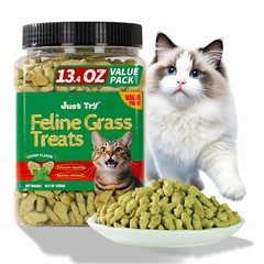 Just Try 13.4 OZ Cat Grass Treats Natural Salmon Flavor Healthy Cat Snacks Tr…
