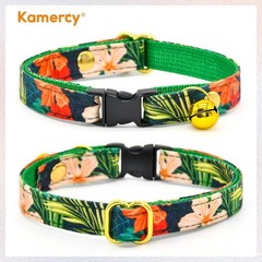 1 PC Breakaway Cat Collar with Charm Palm Leaves Tropical Green 610″