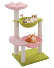 PAWZ Road Cat Tree Tower Scratching Post with 2 Condo Hammock and Flower Perch