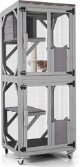 Cat House Catio Outdoor Cat Enclosure on Wheels Kitty Shelter with Waterproof