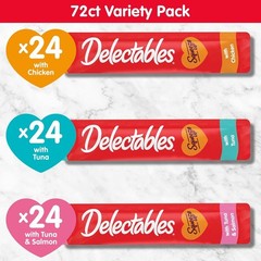 (2 Pack) Hartz Delectables Squeeze Up Wet Cat Treat Variety Pack, 0.5 oz., 72 ct