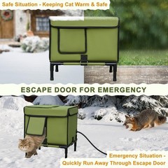 Dewproof Heated Cat House for Outdoor, Insulated (Army Green (16.5″x12.5″x17.7″)
