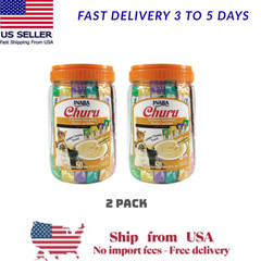 (2 Pack) INABA Churu Chicken Puree Variety Pack Lickable Cat Treats – 50 Count