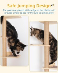 80inch Tall Cat Tree Wall Mount 15.8in Top Perch Bed Large Adult Cats Adjustable