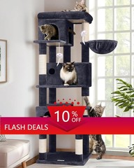 Corner Cat Tree 66 inch Multi-Level Climbing Tower, Dark Grey