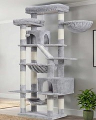Cat Tree, 71-Inch-Tall Tower for Indoor Cats with 2 71 inch Light Gary