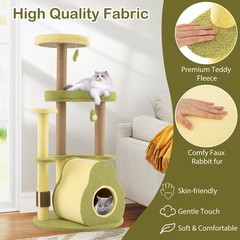 Avocado Cat Tree Multi-level Cat Tower w/ Private Condo Cat Self-grooming Brush