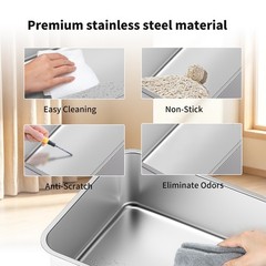 Stainless Steel Cat Litter Box with Lid, Extra Large Enclosed Metal Litter Pan w