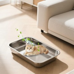 Low Entry Stainless Steel Litter Box Senior Cats Kittens Small Pets Easy Clean