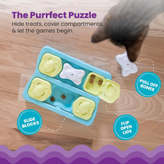 Kitty Cube Interactive Treat Puzzle Cat Toy, Blue (Pack of 12)