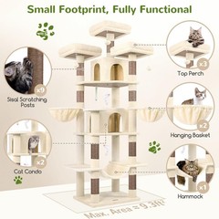 Big Cat Tower Indoor Cats 80inch Cat Tower Multiple Adult Cats XXL Cat Tree W/