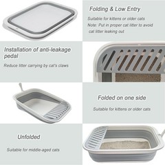 Collapsible Kitten Litter Box, 17.7 x 13.4 x 5 inch Open Cat Potty Pan with S…