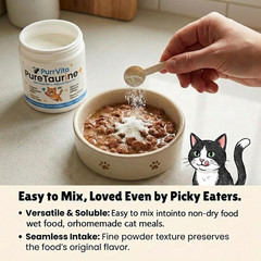 Taurine for Cats, Pure Taurine Supplement for Cats, Supports Vitality & Coat Hea