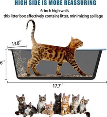 Stainless Steel Cat Litter Box Metal Medium to Large High Sided Litter Pan Tray
