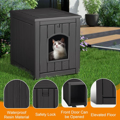 Outdoor Cat House for Indoor– All-Weather Resin Insulated Feral Cat Shelter, Dur