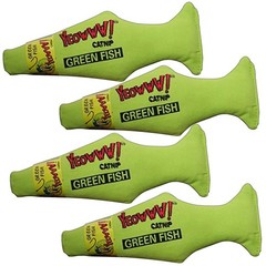YEOWWW! Catnip Green Fish 4 PACK Pure Leaf & Flowertop Cat and Kitten Toy