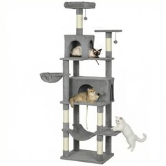 PawHut Multi-Level Cat Tree with 2 Condos, 80″ Tall Cat Tower for Indoor
