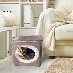 Cat Hide Out Cube Bed 13 x 12 Inch Removable Pillow Makes Cat Feel Safe