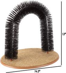 Cat Self-Groomer – Bristle Ring Brush Cat Arch with Carpeted Base, Back Scratche