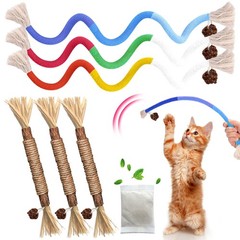Silvervine Sticks Cat Chew Toys for Indoor Cats 3+3PCS, Red+Blue+Orange