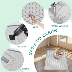 JSXZWOO Cat Litter Mat for Box, Silicone Large 25″L x 19″W, Light Grey