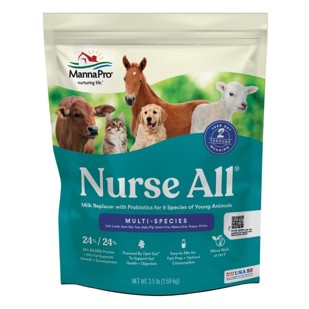 Manna Pro Nurse All Multi-Species Milk Replacer, Great 3.5 Pound (Pack of 1)