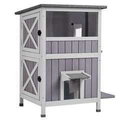 Aivituvin 2-Story Outdoor/Indoor Cat House – Solid Wood Kitty Condo with Esca…