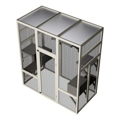 Large Outdoor Catio Wooden Cat House Enclosure with 5 Platform & 2 Resting Boxes