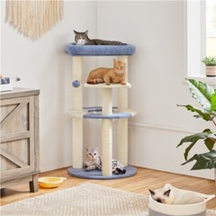 35in Cat Tree with Space Capsule Cat Furniture with Hanging Ball Scratch Post
