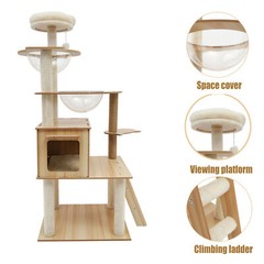 5-Tiers Cat Tree Tower Scratching Posts Cat Condo Trees for Large Cats Bed Toy