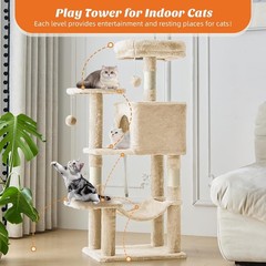 44 Inch Cat Tree Tower Sisal Scratching Posts Hammock & Condo for indoor Cats