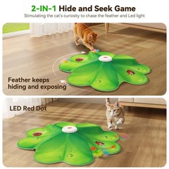FEELNEEDY Rechargeable Cat Toys, 2 in 1 Hide and Seek Game Interactive Green