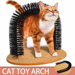 Cat Toy Arch Self Groomer – Feline Massage Brush with Scratching Pad Interactive