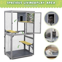 COZIWOW Catio on Wheels for Patio, Outdoor Cat Enclosure Window Access
