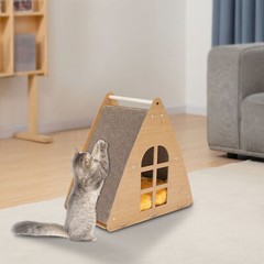 17.7*11*17.7“ Log Color Corrugated Cardboard Cat Scratcher House With Cushion