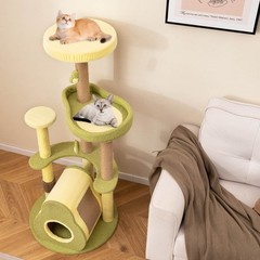 Avocado Cat Tree Multi-level Cat Tower w/ Private Condo Cat Self-grooming Brush