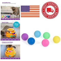 Active Play Cat Balls 1.5 Inch Colorful Lightweight Replacement 6 Pack