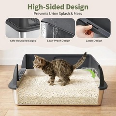 2 Pack XL Stainless Steel Cat Litter Box Big & Senior Cats Metal Litter Box
