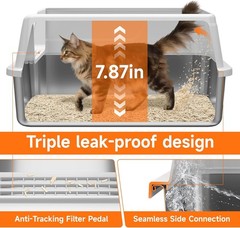 Stainless Steel Litter Box W/ High Sides Small Metal Litter Box Kittens & Senior