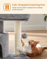 Feandrea Cat Tree, Small Tower with 20.7″L x 15″W x 18.5″H, Light Gray