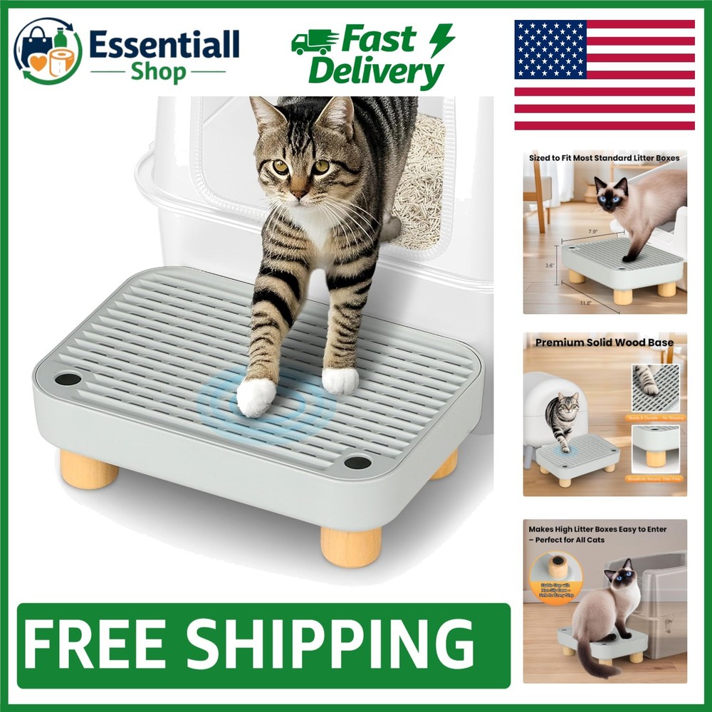 Compact Litter Box Ramp with Mesh Catcher – Easy Clean Design for Elderly Cats