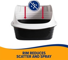 Arm & Hammer Rimmed Cat Litter Box with High Standard, Pearl White/ Dark Gray