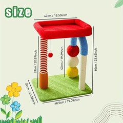 2-in-1 U-Shaped Cat Tree Tower with Scratching Post, Sisal Toy Ball, and Perch