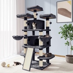 Allewie 68 Large Cat Tree with Condo and Scratching Post, Smokey Grey