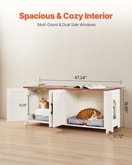 Contemporary Cat Litter Box Cabinet 47.2in Two Entry Points